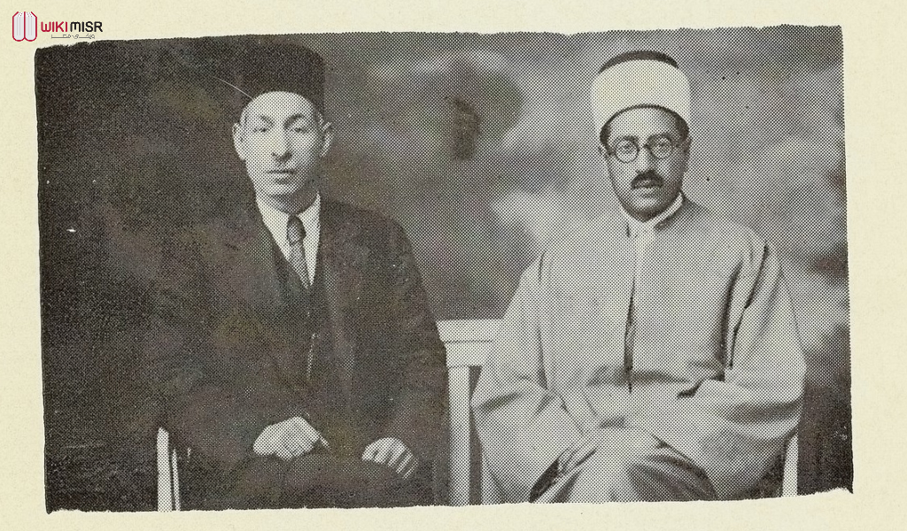 مصطفى صادق الرافعي قبل وفاته بعام، مع الأديب العراقي محمد بهجة الأثري