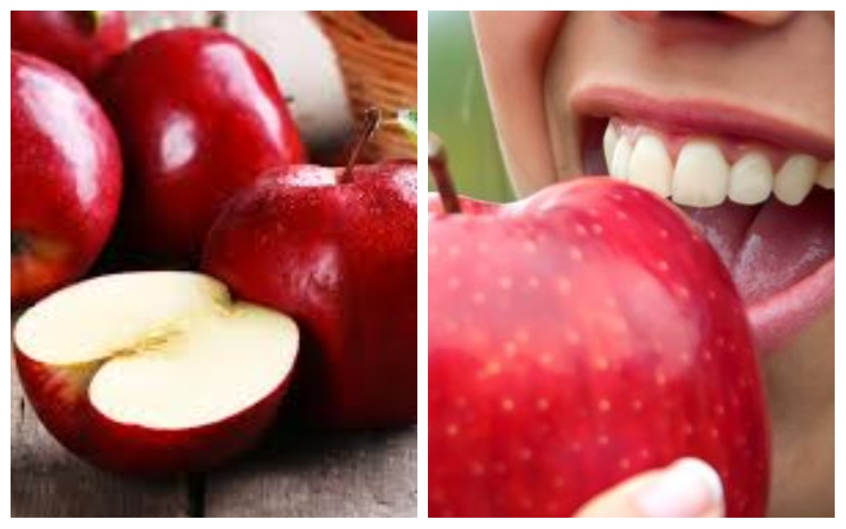 التفاح الأحمر قبل النوم لحماية الأسنان