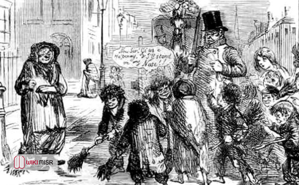 رسم كاريكاتوري من مجلة بانش عدد 26 يناير 1856 يظهر كناسي العبور 