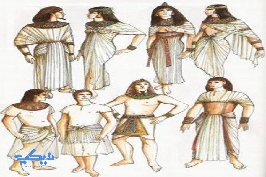 رسم توضيحى لبعض طرز الأزياء فى مصر القديمة.