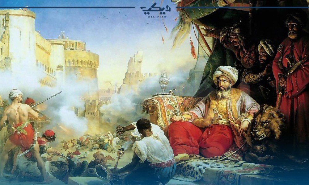 لوحة توضح محمد علي أثناء أحداث مذبحة القلعة