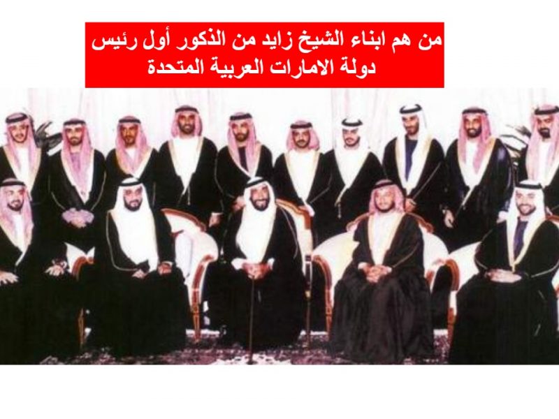 من هم ابناء الشيخ زايد من الذكور أول رئيس دولة الامارات العربية المتحدة