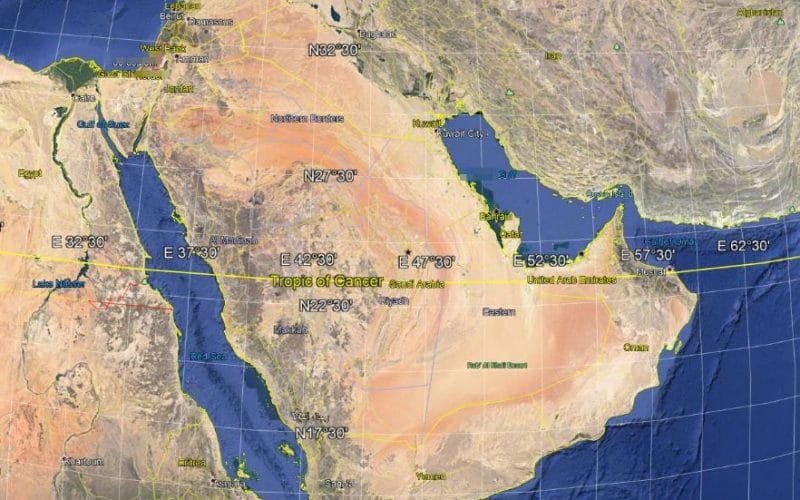 أين يمر مدار السرطان في السعودية